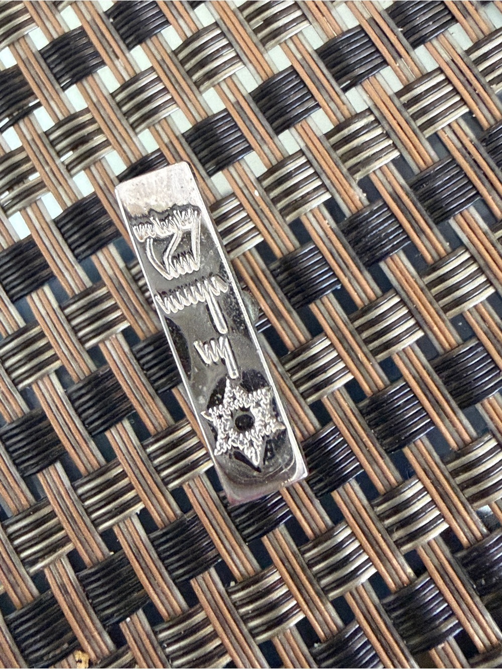 Engraved Shema Silver Tie Clip Cuff link Star of David Accent